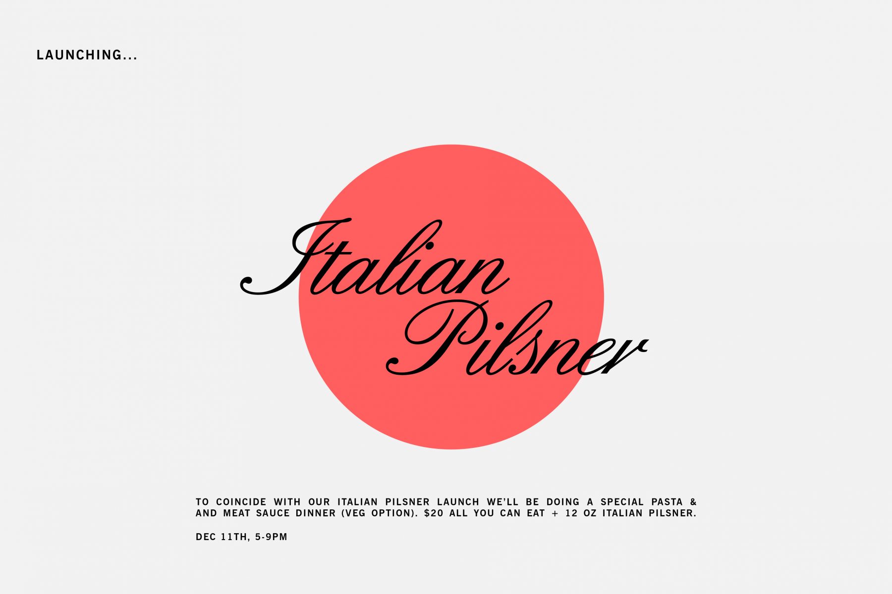 Italian Pilsner Launch &#038; Pasta Dinner